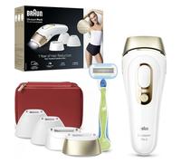 Braun Luz Pulsada Silk-expert Pro 5, Alternativa a Depiladora Laser, Eliminación Del Vello En Casa, Depiladora IPL Con Funda, Maquinilla Venus, 4 Cabezales Para Cara y Cuerpo, Blanca/Dorada, PL5382