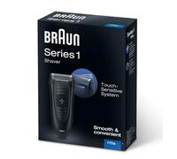 Braun Maquinilla de afeitar serie 1 para hombre, afeitadora eléctrica con recortadora de pelo largo, maquinilla de afeitar eléctrica con cable, regalo para hombre, años 70, negra, 1 pieza