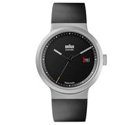 Braun Marca Suiza Reloj analógico automático de 3 manecillas con Fecha, Esfera Negra y Correa de Caucho Negro, Caja de Acero Inoxidable de 40 mm, Modelo BN0279BKGNG, Negro/Gris, Correa