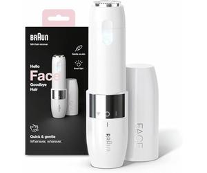 Braun Mini Depiladora Facial para Mujer FS1000, Blanco - con Luz Smartlight Incorporada, Rasuradora de Precisión, Depilación de Labio Superior, Barbilla Y Mejillas