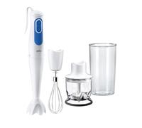 Braun Minipimer 3 MQ3025 - Batidora de Mano de 700W, 2 Velocidades, Antisalpicaduras, 3 Accesorios (Varillas, Minipicadora de 350 ml, Vaso Medidor de 600 ml), Color Blanco y Azul