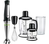 Braun Minipimer MQ745 Aperitif - Batidora de mano, 750 W, accesorio picadora 350 ml, varillas, picador hielo, vaso medidor 0.6 l, negro y plata