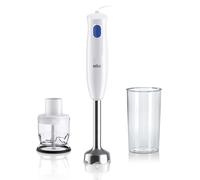 Braun Minipimer MultiQuick 1 - Batidora de mano ligera con picadora para sopas, batidos y papillas para bebé, vaso medidor 600 ml, 450W, blanco (MQ10.201MWH)