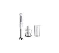Braun Minipimer MultiQuick 5 - Batidora de mano con picadora para sopas, batidos y papillas para bebé, 21 velocidades + Turbo, vaso medidor, 1000W, blanco (MQ50201M)