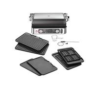 Braun MultiGrill 9 CG 9167, Plancha Eléctrica con Placas Planas, Parrilla y Gofres, 2 Termostatos Independientes, 3 Posiciones, Sonda Térmica, Apta para Lavavajillas, 2000W, Negro/Acero Inoxidable