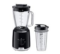 Braun PowerBlender 1, Batidora con Jarra Triangular Única en Vidrio, 2 Velocidades, Función de Trituración de Hielo, Botella Smoothie2Go Incluida, JB1051BK, 600W, Negra