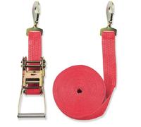 Braun - Pulpo con hebilla y mosquetón para baca (5000 daN, 2 piezas, 8 m, 50 mm de ancho), color rojo