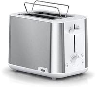 Braun PurShine Tostadora, Tostadora de 2 Ranuras, 8 Niveles de Tostado, Funciones de Recalentado y Descongelación, Bandeja Recogemigas, HT1510WH, 900W, Blanco