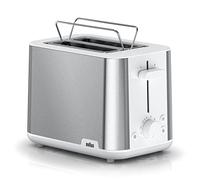 Braun PurShine Tostadora, Tostadora de 2 Ranuras, 8 Niveles de Tostado, Funciones de Recalentado y Descongelación, Bandeja Recogemigas, HT1510WH, 900W, Blanco
