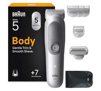Braun Recortadora Corporal Hombre Series 5, BG5555, Gris | Afeitadora Corporal Masculina para Pieles Sensibles, 7 Accesorios de Rasurado, 100 Min de Uso, Resistente al Agua