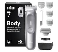 Braun Recortadora Corporal Hombre Series 7 BG7555, Gris - Afeitadora Corporal Masculina para Pieles Sensibles, +8 Accesorios de Rasurado, 100 Min de Autonomía, Recorta & Afeita, Resistente al Agua