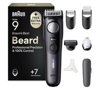 Braun Recortadora de Barba Hombre Series 9, BT9525, Titanio | Barbero Recargable Resistente al Agua, +7 Accesorios para Barba, 180 Min de Autonomía, 52 Longitudes, Lámina Ultra Afilada