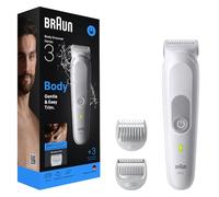 Braun Recortadora de cuerpo Series 3, 3 utensilios de cuidado, tecnología SkinGuard, tiempo de funcionamiento de 80 minutos, suave para zonas sensibles, cuidado y recorte, impermeable, BG3530, gris