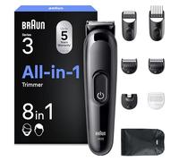Braun Recortadora Todo en Uno Series 3 AIO3545, Negro - Kit de Styling 8en1 para Barba Y Pelo, 14 Longitudes, Máquina de Cortar Pelo con 50 Min de Autonomía, Cortapelos Hombre, Recorte Fácil Y Rápido