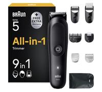 Braun Recortadora Todo en Uno Series 5, AIO5535n, Negro | Kit de Styling 9en1 para Barba, Pelo Y Cuerpo, 120 Min de Uso, Cortapelos Hombre Resistente al Agua, 7 Peines + Funda