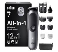 Braun Recortadora Todo En Uno Series 7, AIO7545, Gris | Kit de Styling 12en1 para Barba, Pelo, Orejas, Nariz y Cuerpo, 14 Longitudes,120 Min de Uso, Lámina Ultra Afilada