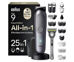 Braun Recortadora Todo En Uno Series 9, AIO9565, Gris + GilletteLabs | Kit de Styling 25en1 para Barba, Pelo, Orejas, Nariz Y Cuerpo, Cortapelos Hombre Resistente al Agua, Modo BodyGentle