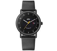 Braun Reloj de Cuarzo con 3 manecillas para Hombre, con Fecha, Esfera Negra y Correa de Piel Negra, Caja de Acero Inoxidable de 40 mm, Modelo BN0301BKBKG, Negro/Negro, Pulsera