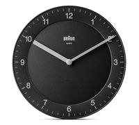 Braun Reloj de Pared analógico clásico Movimiento de Cuarzo silencioso, de fácil Lectura, diámetro del 20 cm en Negro, Modelo BC06B.