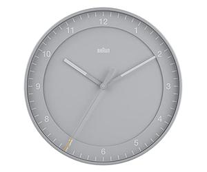 Braun Reloj de Pared analógico Grande Movimiento de Barrido silencioso, fácil de Leer, 30cm de diámetro en Gris, Modelo BC17G.