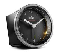 Braun Reloj Despertador analógico controlado por Radio Zona con Hora Central Europea (DCF/GMT+1), repetición e iluminación, Alarma por pitido en Crescendo en Negro y Plata, BC07SB-DCF