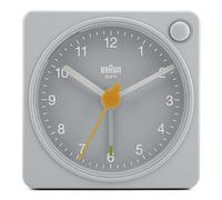 Braun Reloj Despertador analógico de Viaje Classic con repetición y luz, tamaño Compacto, Movimiento silencioso de Cuarzo, Alarma en Crescendo, Gris, Modelo BC02XG.