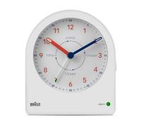 Braun Reloj Despertador de Aprendizaje analógico retroiluminación Continua y de suspensión, manecillas silenciosas, Esfera fácil de Leer, Alarma Sonora in Crescendo en Blanco, Modelo BC22TW.
