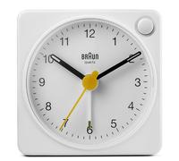 Braun Reloj Despertador de Viaje analógico clásico función repetición e iluminación, tamaño Compacto, Movimiento de Cuarzo silencioso, Alarma por pitido en Crescendo en Blanco, Modelo BC02XW.
