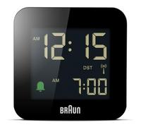 Braun Reloj Despertador de Viaje controlado por Radio Zona con Hora Central Europea (DCF) con función repetición, configuración rápida, Alarma por pitido en Crescendo en Negro, BC08B-DCF.