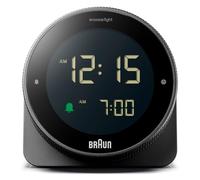 Braun Reloj Despertador Digital función de repetición, Pantalla LCD Negativa, Bisel Giratorio para Ajuste rápido de la Hora, Alarma con pitido Crescendo en Color Negro, Modelo BC24B.