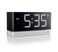 Braun Reloj Despertador Digital Pantalla LED Extragrande, Zona táctil para la repetición, configuración rápida, luz Nocturna Ajustable, Alarma Sonora, en Color Negro, Modelo BC27B