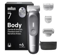 Braun Serie 7 - Aseador corporal para hombres, cuerpo, pecho, axilas, piernas y recortadora de vello púbico con luz inteligente y protector de piel, kit de aseo 8 en 1, impermeable con 6 accesorios