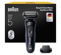Braun Series 5 Afeitadora Eléctrica Hombre, 52-B1200SI,Azul - Máquina De Afeitar Resistente al Agua, 2 Modos De Afeitado, Recargable, 50 Min De Uso, con Recortadora De Precisión Y Estuche De Viaje