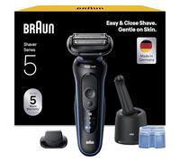 Braun Series 5 Afeitadora Eléctrica Hombre, 52-B7200CC, Azul - Máquina de Afeitar Barba Recargable, 2 Modos de Afeitado, 50 Min de Uso, Centro de Limpieza, Recortadora de Precisión, Estuche de Viaje