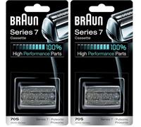 Braun Series 7 Cabezal de Recambio 70S ORIGINAL para Afeitadora Eléctrica Hombre, Compatible con las Máquinas de Afeitar Series 7, Fabricado en Alemania, Plata (Paquete de 2)
