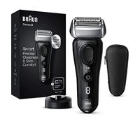 Braun Series 8 Afeitadora Eléctrica Hombre, Máquina de Afeitar Barba con Recortadora de Precisión, Tecnología Sónica, Cabezal de 40° y Cabezal 3en1, Funda, Recargable, Inalámbrica, 8410 S, Negro