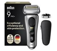 Braun Series 9 Pro+ Afeitadora Eléctrica Hombre, 9517s, Plata | Máquina de Afeitar Barba con Base de Carga y Funda de Viaje, Resistente al Agua, Recargable, 60 Min de Autonomía