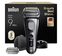 Braun Series 9 Pro+ Afeitadora Eléctrica Hombre, 9617PSI, Plata - Máquina de Afeitar Barba con Tecnología 5+1, Resistente al Agua, 60 Min de Uso, 1 Cabezal Extra, Base de Carga, Estuche de Viaje