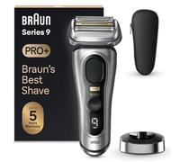 Braun Series 9 Pro+ Afeitadora Eléctrica Hombre, Máquina de Afeitar Barba Con Base De Carga y Funda De Viaje, En Seco Y En Mojado, 60 Min De Autonomía, 9517s, Plata