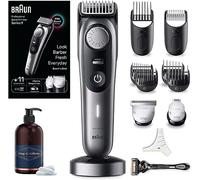 Braun Series 9 Recortadora de Barba, Máquina de Cortar Pelo, Cortapelos Hombre BT9440 + King C. Gillette Gel para Barba y Rostro Hombre con Agua de Coco, Aceite de Argán y Aceite de Aguacate, 350 ml
