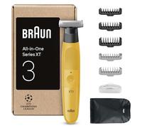 Braun Series XT3 Afeitadora Eléctrica Todo En Uno, XT3205, Amarillo - 7 Accesorios De Styling, Cortapelos Hombre Resistente Al Agua, Recargable, Lámina Afilada Flex 4D, 45 Min De Uso, Recorta & Afeita