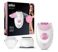 Braun Silk-épil 3-3270 - Depilador eléctrico para mujer, con cabezal de afeitado, tapa de recortador y rodillo de masaje