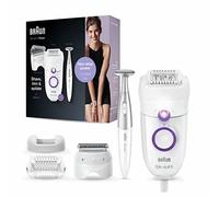 Braun Silk-épil 5-825 Power Depiladora Eléctrica Mujer, Depilación Suave, Energía Ininterrumpida Con Cable, Cabezal De Rasurado, Capuchón De Recorte Y Perfiladora Zona Bikini, Blanco/Morado