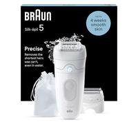 Braun Silk-épil 5, Depiladora Eléctrica Mujer Para Una Eliminación Del Vello Fácil, Depilación En Seco Y En Mojado, Con Cabezal De Rasuradora, Piel Suave Duradera, 5-041, Blanco/Gris