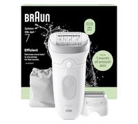 Braun Silk·épil 7 Depiladora Eléctrica Mujer, 7-030, Plata - Depiladora Corporal con Cabezal Ancho para Una Fácil Eliminación del Vello, Peine Recortador, Funda, Resistente al Agua