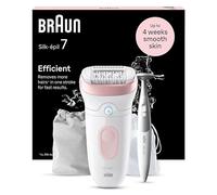 Braun Silk-épil 7 Depiladora Eléctrica para Una Eliminación del Vello Fácil, Rasuradora con Funda y Recortadora para La Zona de Bikini, Resistente al Agua, Piel Suave Duradera, 7-210, Blanco/Flamenco