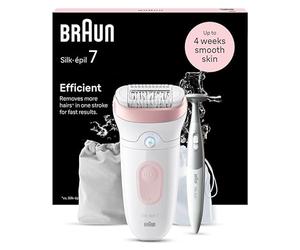 Braun Silk-épil 7 Depiladora Eléctrica para Una Eliminación del Vello Fácil, Rasuradora con Funda y Recortadora para La Zona de Bikini, Resistente al Agua, Piel Suave Duradera, 7-210, Blanco/Flamenco