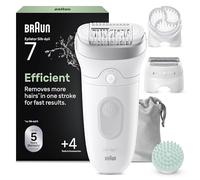 Braun Silk·épil 7 SkinSpa - Depiladora de cabeza ancha para una fácil depilación, húmeda y seca, piel suave y duradera, incluye almohadilla de masaje, cabezal de afeitadora y peine recortador, 7-081