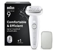 Braun Silk-épil 9, Depiladora Eléctrica Para Una Eliminación Del Vello Fácil, Piel Suave Duradera, 9-011, Blanca/Plateada