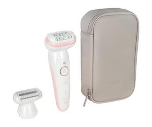 Braun Silk-épil 9, Depiladora con cabezal giratorio para depilación fácil, impermeable, piel suave de larga duración, con cabezal de afeitadora para mujeres y pezuña cortacésped, 9-030, blanco/rosa